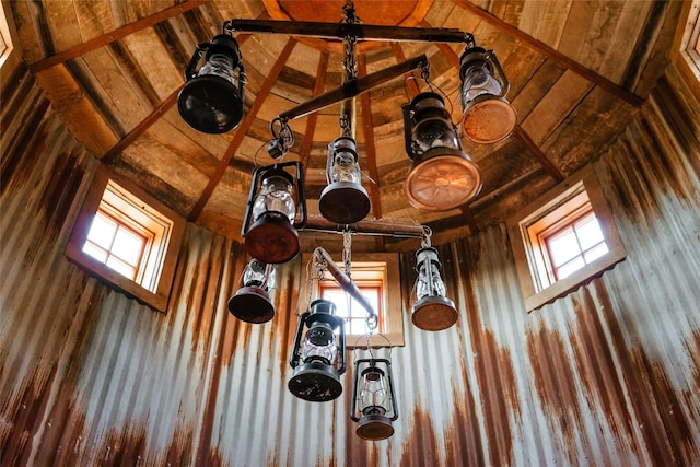 interior details featuring wood ceiling and beam ceiling