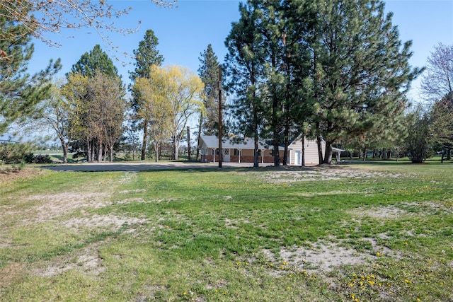 view of property's community with a yard