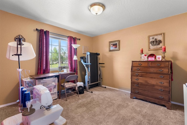 office area with baseboards and carpet flooring