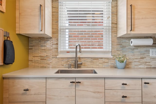1702 Bancroft St, Missoula, MT 59801 - kitchen featuring a sink, light brown cabinets, and light countertops
