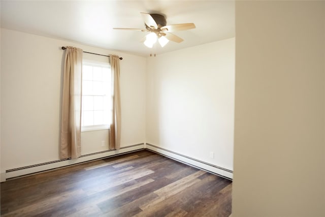 330 Bowman Rd, Hamilton, MT 59840 - empty room with wood finished floors, ceiling fan, and a baseboard heating unit