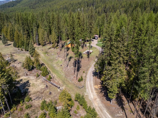 drone / aerial view with a forest view