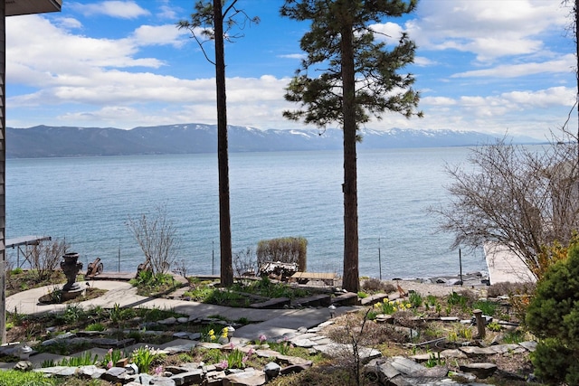 view of water feature with a mountain view