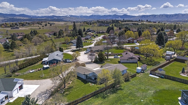 drone / aerial view with a mountain view and a residential view