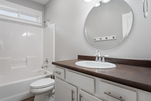 2421 Half Hitch Dr, Missoula, MT 59808 - full bathroom with toilet, vanity, and tub / shower combination