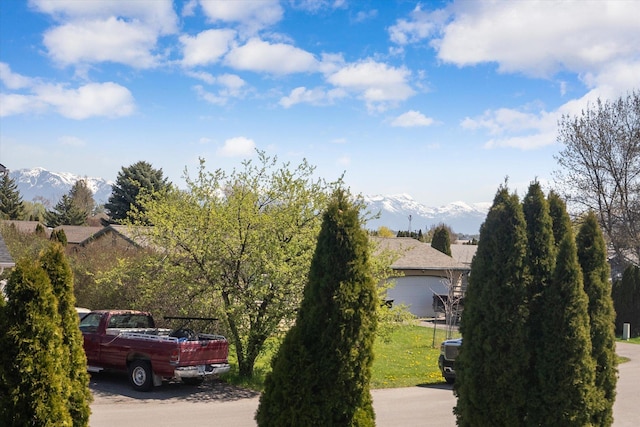 exterior space with a mountain view
