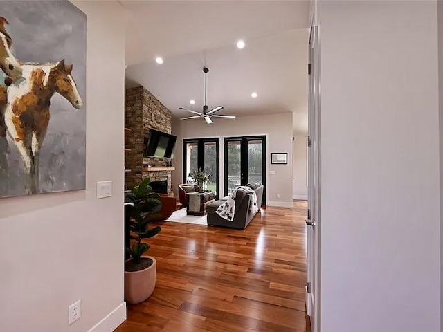 2 Mahonia Ct, Plains, MT 59859 - interior space with recessed lighting, wood finished floors, baseboards, and high vaulted ceiling