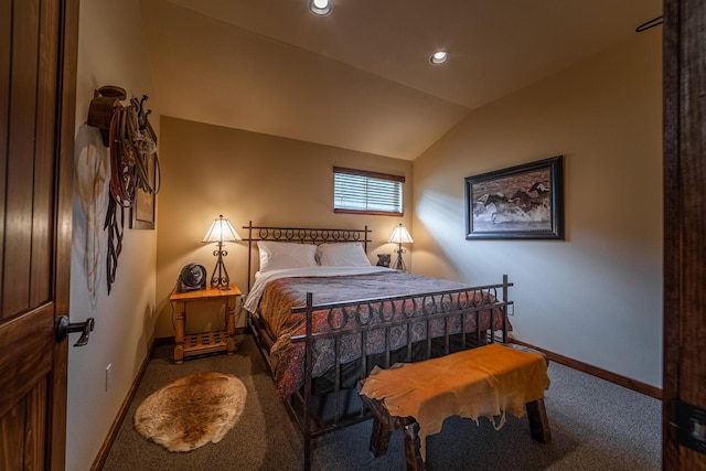 420 Deer Creek Rd, Lakeside, MT 59922 - carpeted bedroom featuring lofted ceiling and recessed lighting