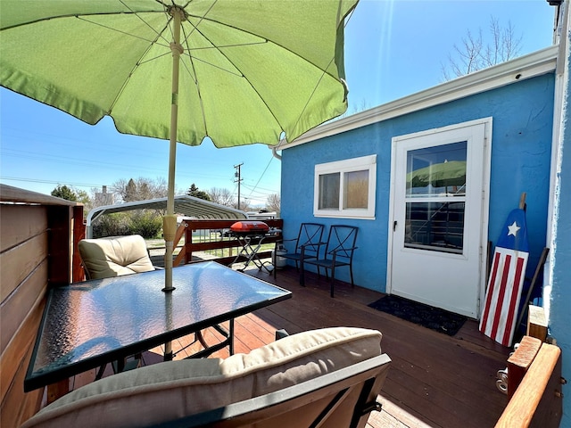deck featuring grilling area