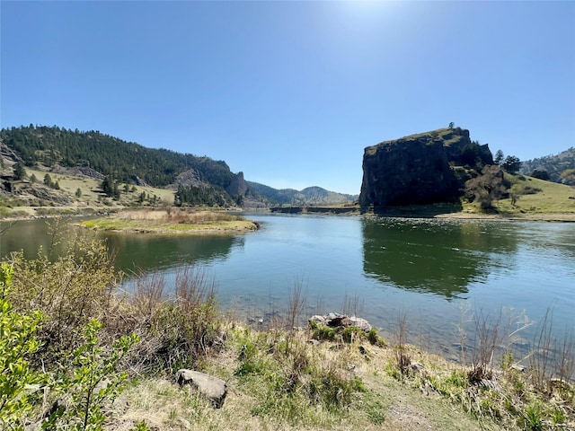 view of water feature with a mountain view