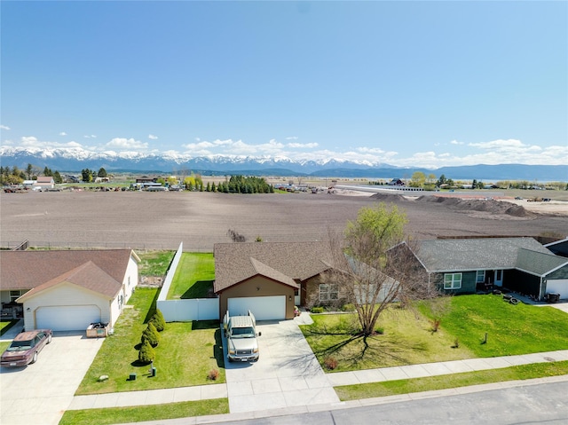 bird's eye view with a mountain view