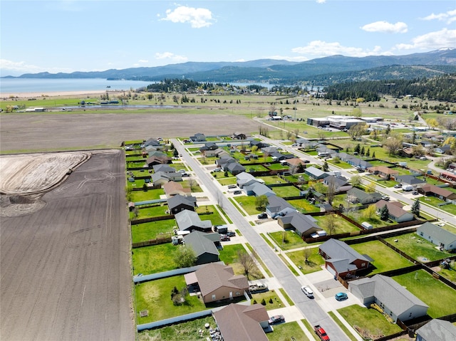 drone / aerial view with a mountain view