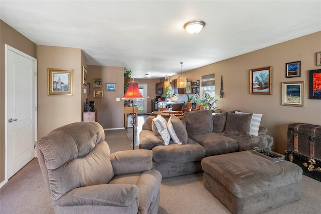 living room featuring carpet