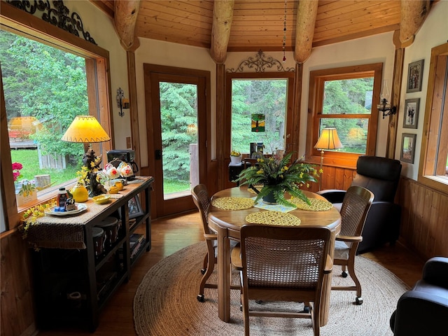 sunroom with a wealth of natural light and beam ceiling