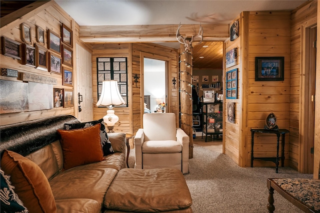 4212 Foothill Rd, Kalispell, MT 59901 - carpeted living area with wooden walls