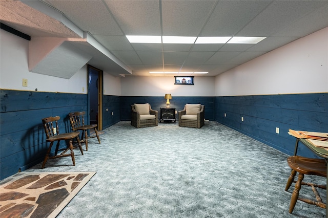 4420 7th Ave S, Great Falls, MT 59405 - sitting room featuring a drop ceiling, wainscoting, and carpet floors