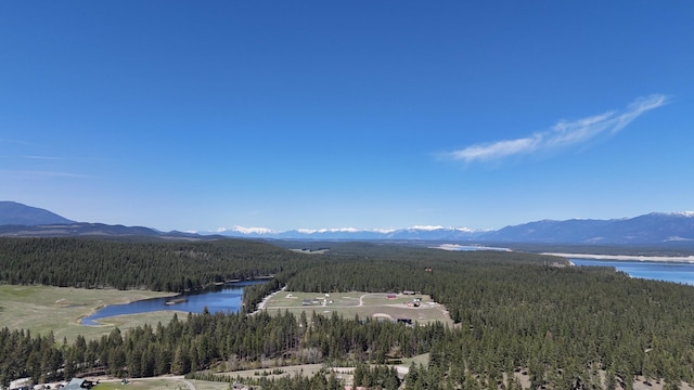 mountain view featuring a water view and a view of trees