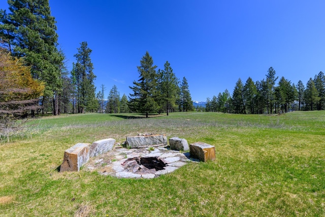 view of yard with an outdoor fire pit