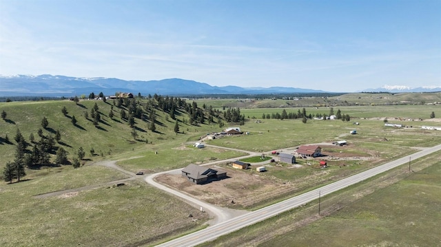 aerial view with a rural view and a mountain view