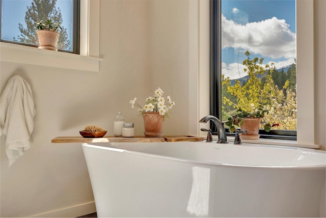 bathroom featuring a soaking tub