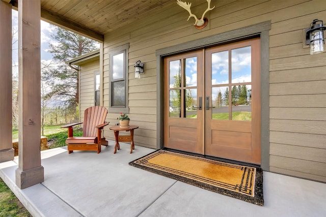 entrance to property featuring french doors