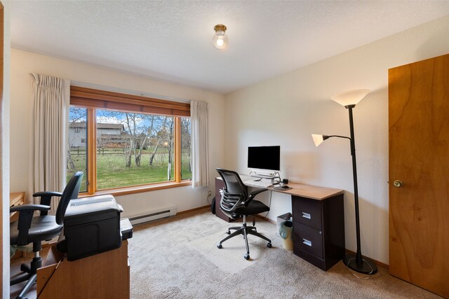 6280 Alamosa Ln, Bozeman, MT 59718 - office area with light colored carpet, baseboards, and a baseboard radiator