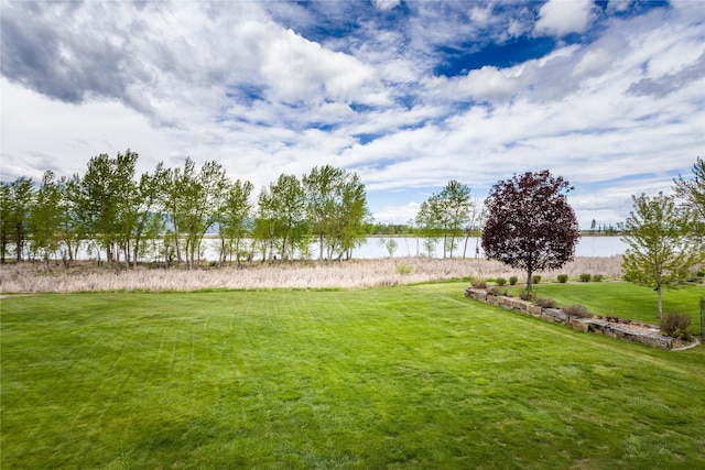 view of yard featuring a water view
