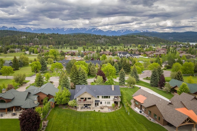bird's eye view featuring a mountain view and a residential view