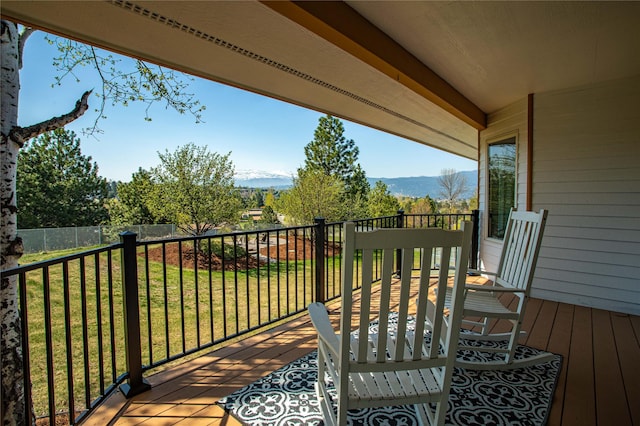 deck with a lawn