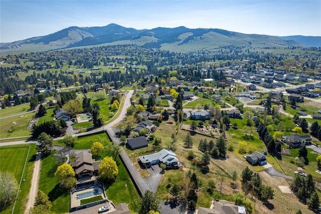 bird's eye view with a residential view and a mountain view