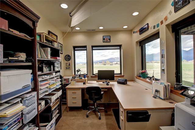 office with visible vents and recessed lighting