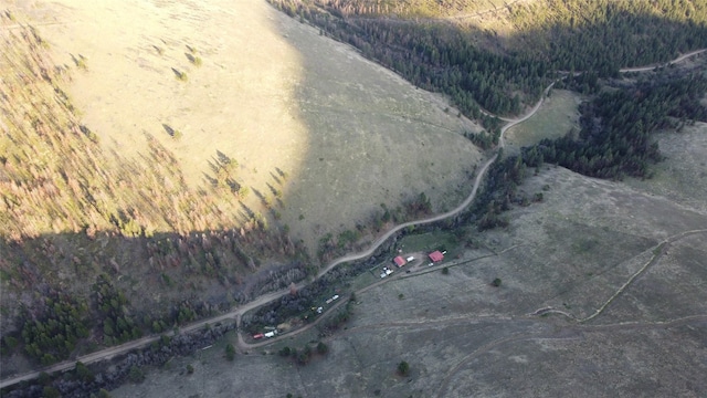 drone / aerial view with a rural view and a forest view
