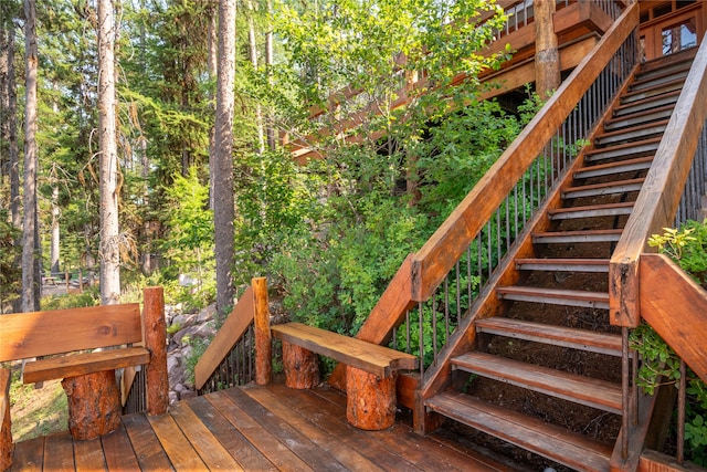 144 S Shore Pl, Seeley Lake, MT 59868 - deck featuring stairs