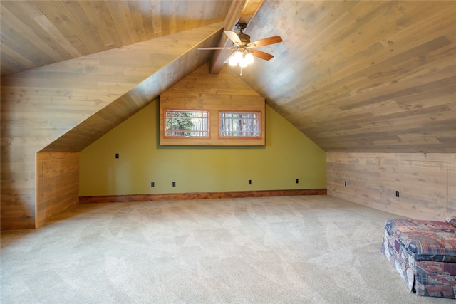 144 S Shore Pl, Seeley Lake, MT 59868 - bonus room with wood walls, carpet flooring, wooden ceiling, and ceiling fan