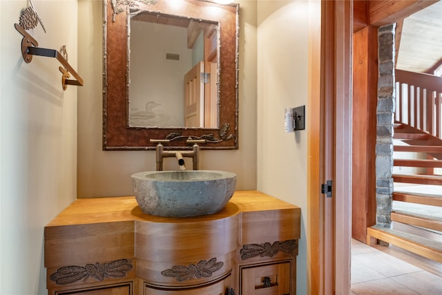 144 S Shore Pl, Seeley Lake, MT 59868 - bathroom with vanity and tile patterned flooring