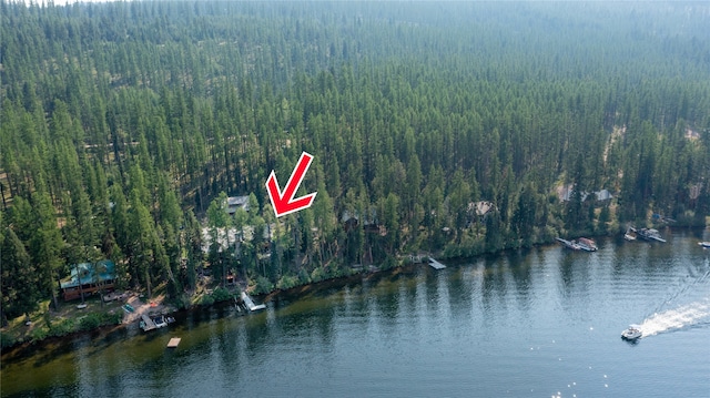 144 S Shore Pl, Seeley Lake, MT 59868 - aerial view of property and surrounding area with a heavily wooded area and a large body of water