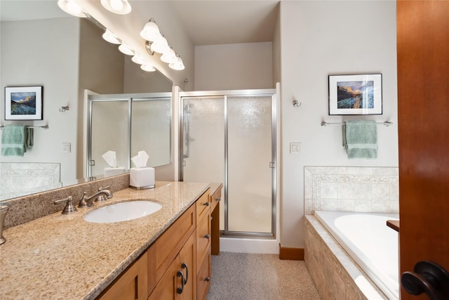 42746 Knuppel Ln, Big Arm, MT 59910 - bathroom with vanity, a stall shower, and a garden tub