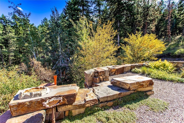 42746 Knuppel Ln, Big Arm, MT 59910 - view of yard with an outdoor fire pit and a wooded view