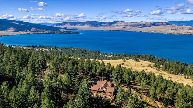 42746 Knuppel Ln, Big Arm, MT 59910 - drone / aerial view of a water and mountain view and a heavily wooded area