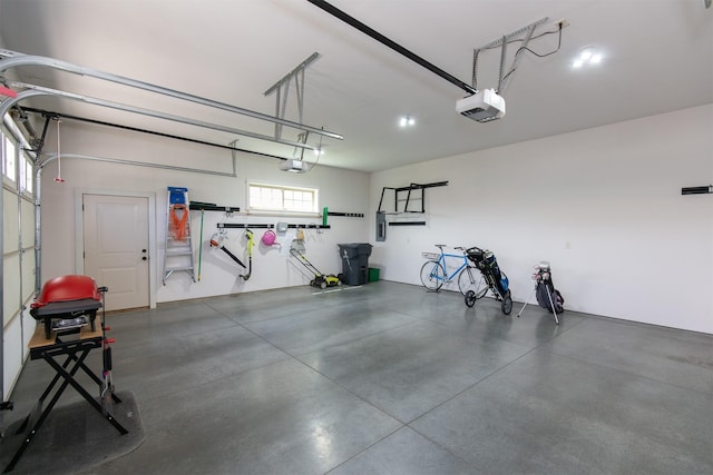 garage with a garage door opener