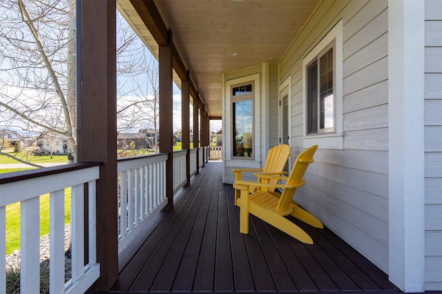 wooden deck with covered porch
