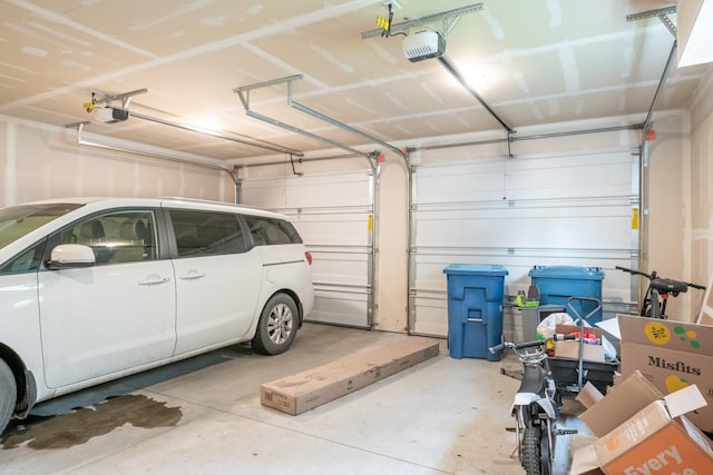 garage with a garage door opener