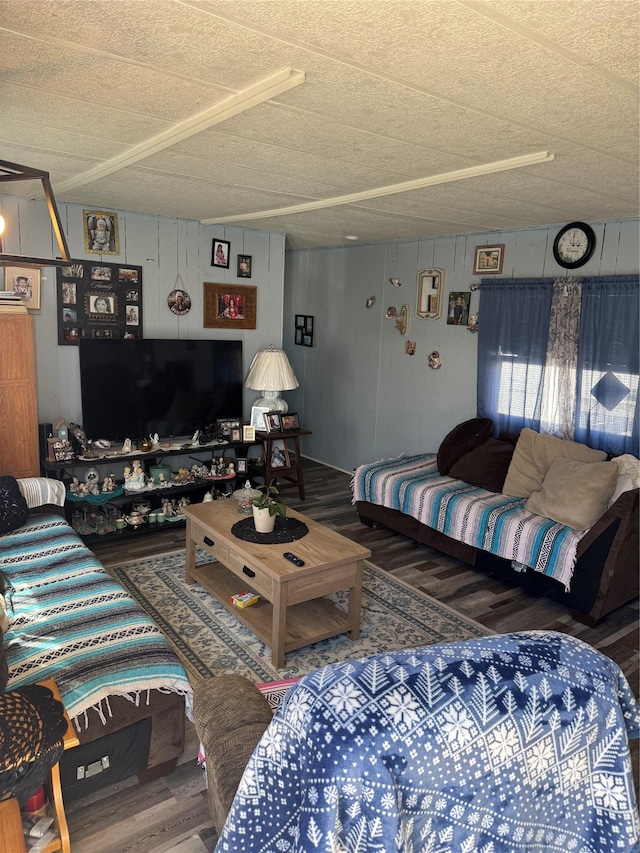 living room with wood finished floors