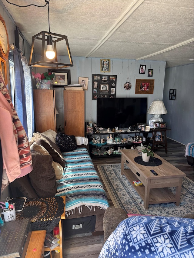 living area with wood finished floors