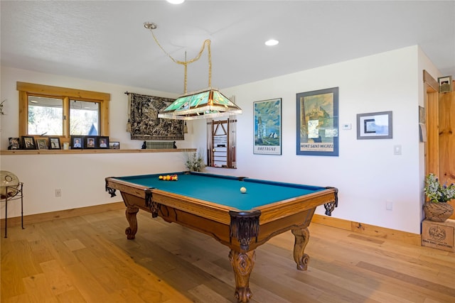 34426 Ridge Rd, Polson, MT 59860 - recreation room featuring wood finished floors, pool table, baseboards, and recessed lighting