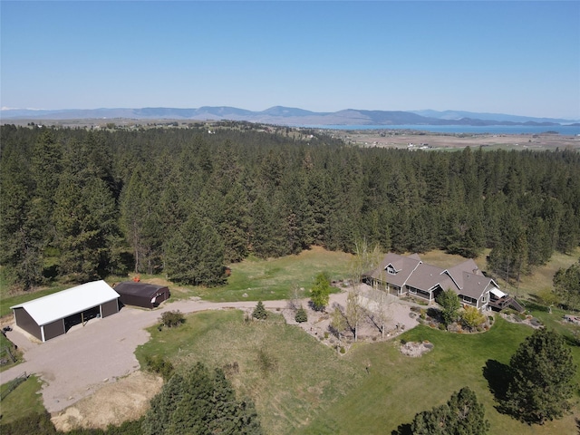 34426 Ridge Rd, Polson, MT 59860 - view from above of property with a heavily wooded area and mountains