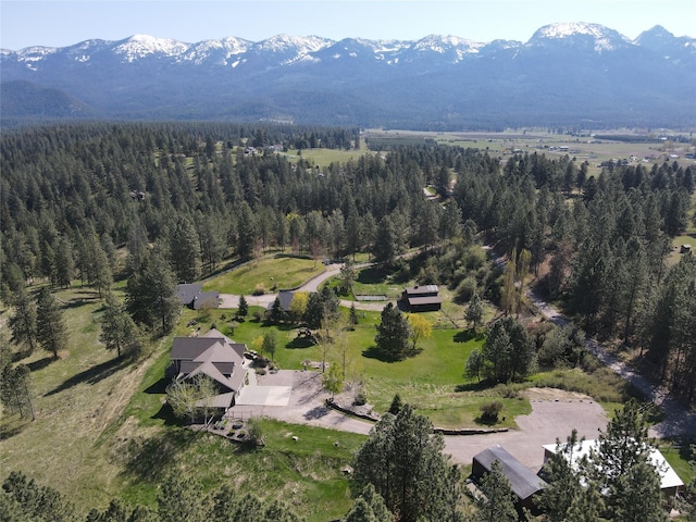 34426 Ridge Rd, Polson, MT 59860 - aerial overview of property's location featuring a forest and mountains