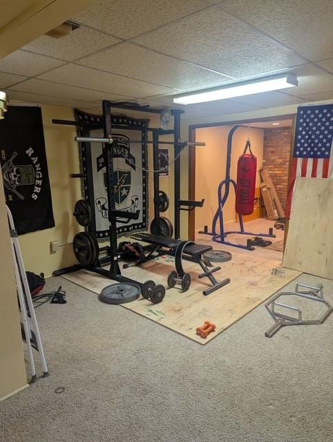 412 Raymond St, Helena, MT 59601 - exercise area featuring a drop ceiling and carpet flooring