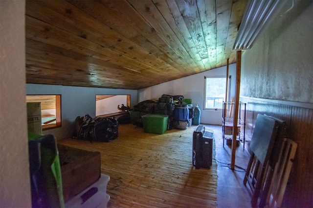 additional living space featuring wooden ceiling, wood finished floors, and lofted ceiling