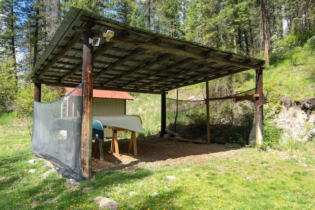 exterior space featuring a carport